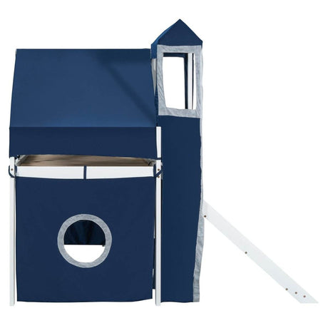 Solid Wood Twin Playhouse Loft Bed With Tent Tower - Sleep Galleria