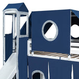 Solid Wood Twin Playhouse Loft Bed With Tent Tower - Sleep Galleria