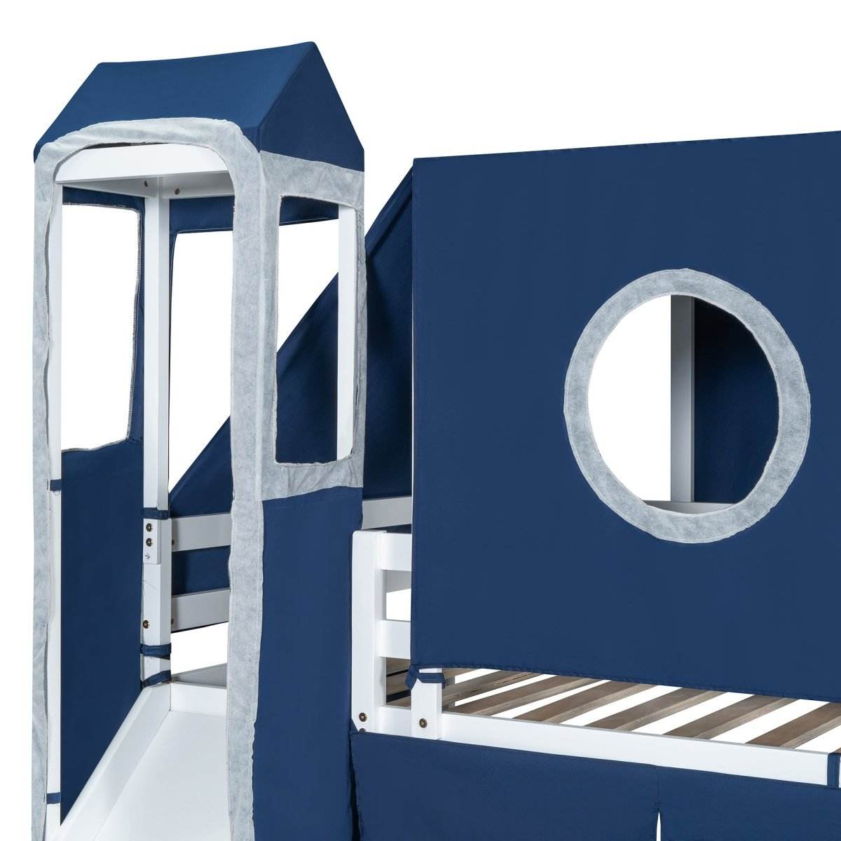 Solid Wood Twin Playhouse Loft Bed With Tent Tower - Sleep Galleria