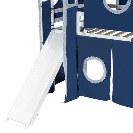Solid Wood Twin Playhouse Loft Bed With Tent Tower - Sleep Galleria