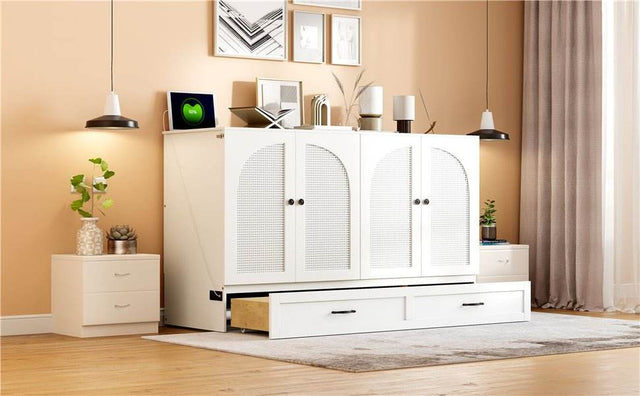 Space-Saving Queen Murphy Bed With Large Drawers - Omega Lifestyles