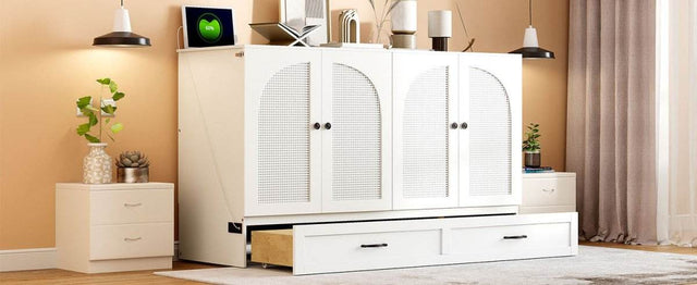 Space-Saving Queen Murphy Bed With Large Drawers - Omega Lifestyles