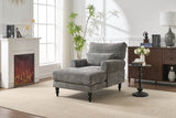 Spacious Soft Upholstered Grey Chaise Lounge Recliner Chair - Sleep Galleria