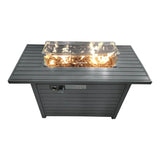 Steel Rectangular Propane Fire Pit Table With Lid - Restanew - Omega Lifestyles
