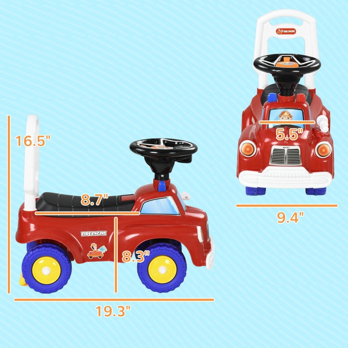 Toddler Fire Truck Ride - On Toy With Music Horn - Restanew - Omega Lifestyles