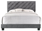 Transitional Gray Velvet King Bed Frame with Foam Upholstery - Restanew - Omega Lifestyles