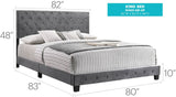 Transitional Gray Velvet King Bed Frame with Foam Upholstery - Restanew - Omega Lifestyles