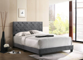 Transitional Gray Velvet King Bed Frame with Foam Upholstery - Omega Lifestyles
