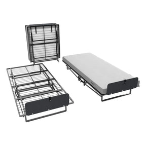 Twin Folding Metal Bed Frame With High Density Foam Mattress - Omega Lifestyles