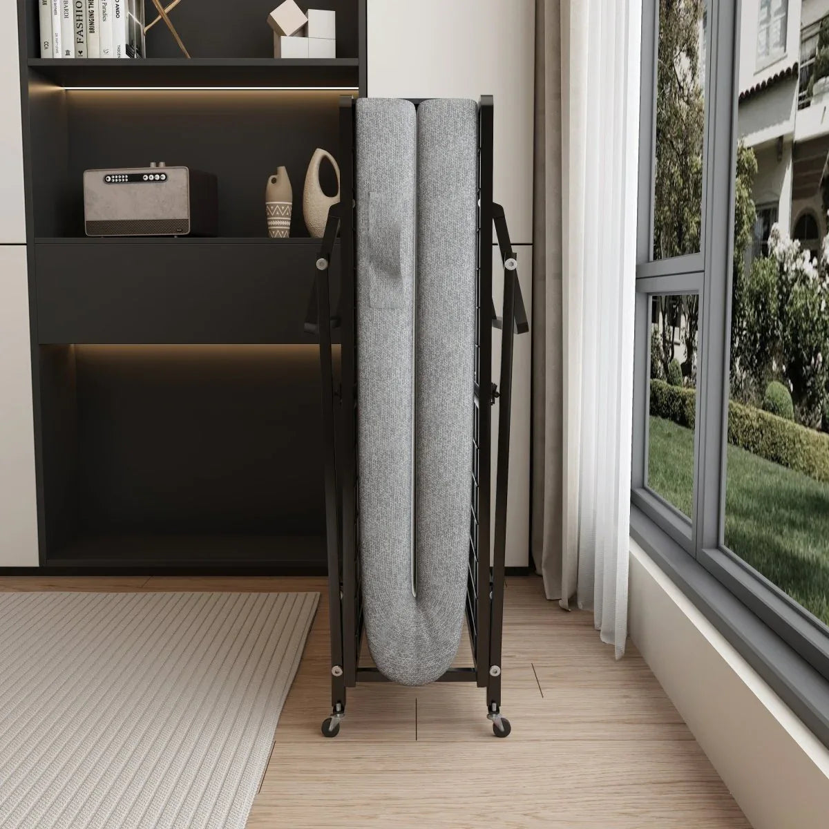 Twin Folding Metal Bed Frame With High Density Foam Mattress - Omega Lifestyles