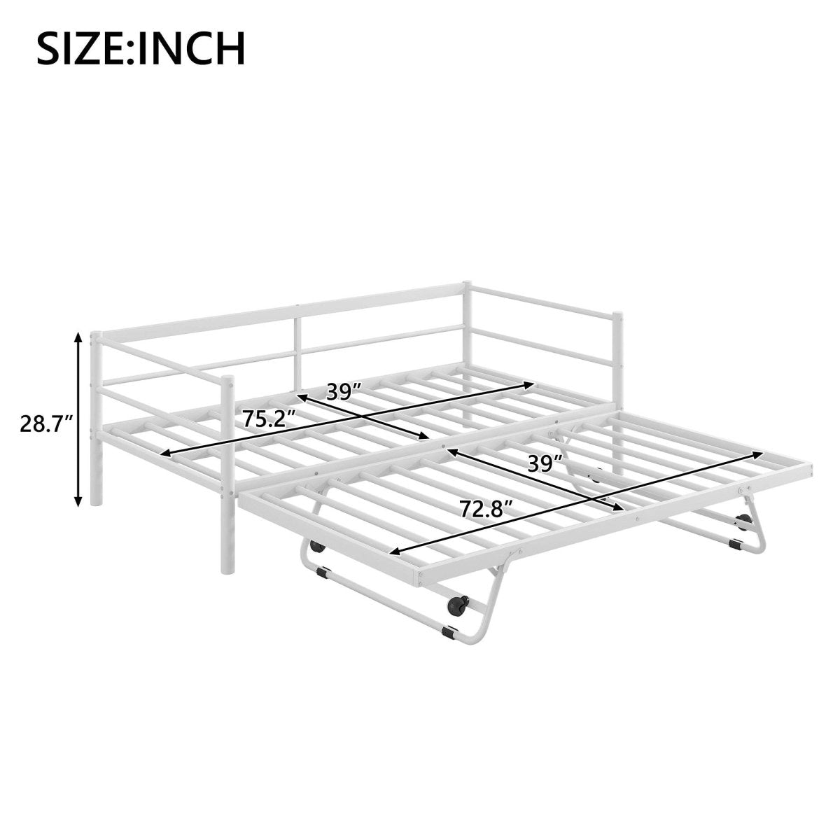 Twin Metal Daybed With LED Adjustable Pop-Up Trundle - Sleep Galleria