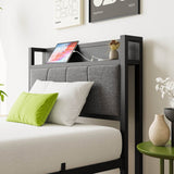 Twin Metal Wood Bed Frame With Storage Headboard Charging - Restanew - Omega Lifestyles