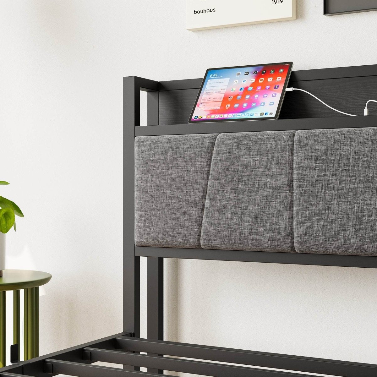 Twin Metal Wood Bed Frame With Storage Headboard Charging - Restanew - Omega Lifestyles