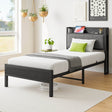 Twin Metal Wood Bed Frame With Storage Headboard Charging - Restanew - Omega Lifestyles