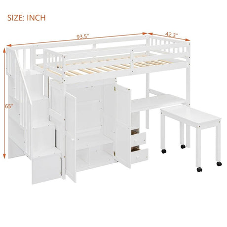 Twin Multifunctional Loft Bed With Storage Desk Drawers - Sleep Galleria