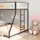 Twin Over Full Metal Bunk Bed With Ladder and Guardrails - Restanew - Omega Lifestyles