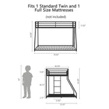 Twin Over Full Metal Bunk Bed With Ladder And Guardrails - Restanew - Omega Lifestyles
