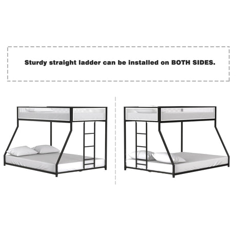 Twin Over Full Metal Bunk Bed With Ladder and Guardrails - Restanew - Omega Lifestyles