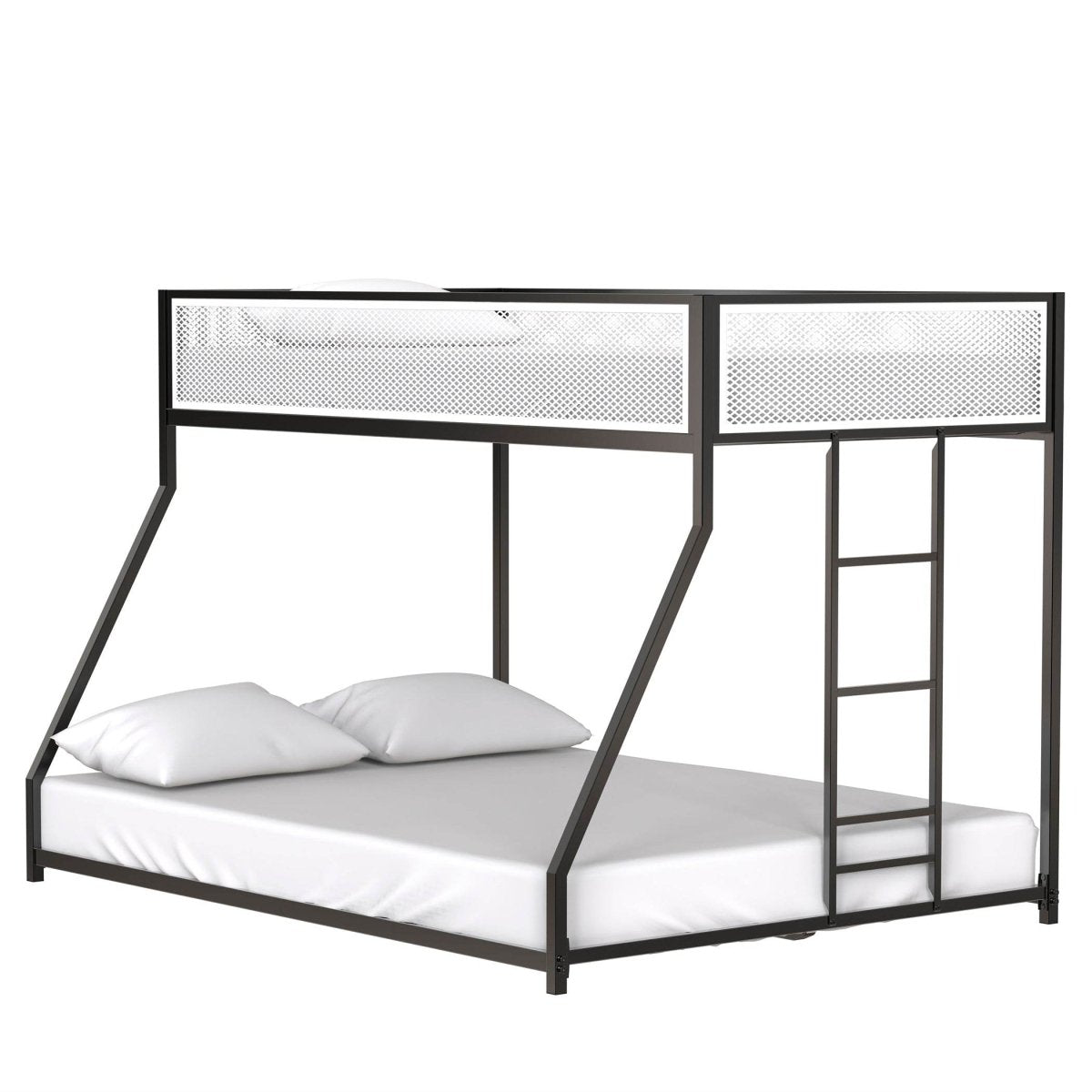 Twin Over Full Metal Bunk Bed With Ladder and Guardrails - Restanew - Omega Lifestyles