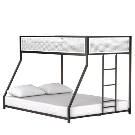 Twin Over Full Metal Bunk Bed With Ladder and Guardrails - Restanew - Omega Lifestyles