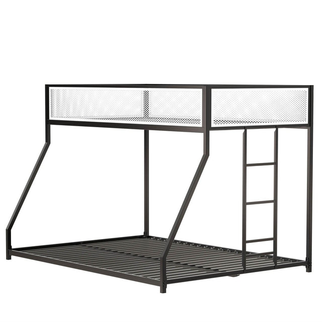 Twin Over Full Metal Bunk Bed With Ladder and Guardrails - Restanew - Omega Lifestyles