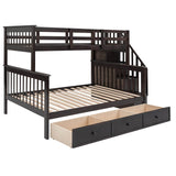 Twin - Over - Full Solid Wood Stairway Storage Bunk Bed - Restanew - Omega Lifestyles