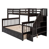 Twin - Over - Full Solid Wood Stairway Storage Bunk Bed - Restanew - Omega Lifestyles