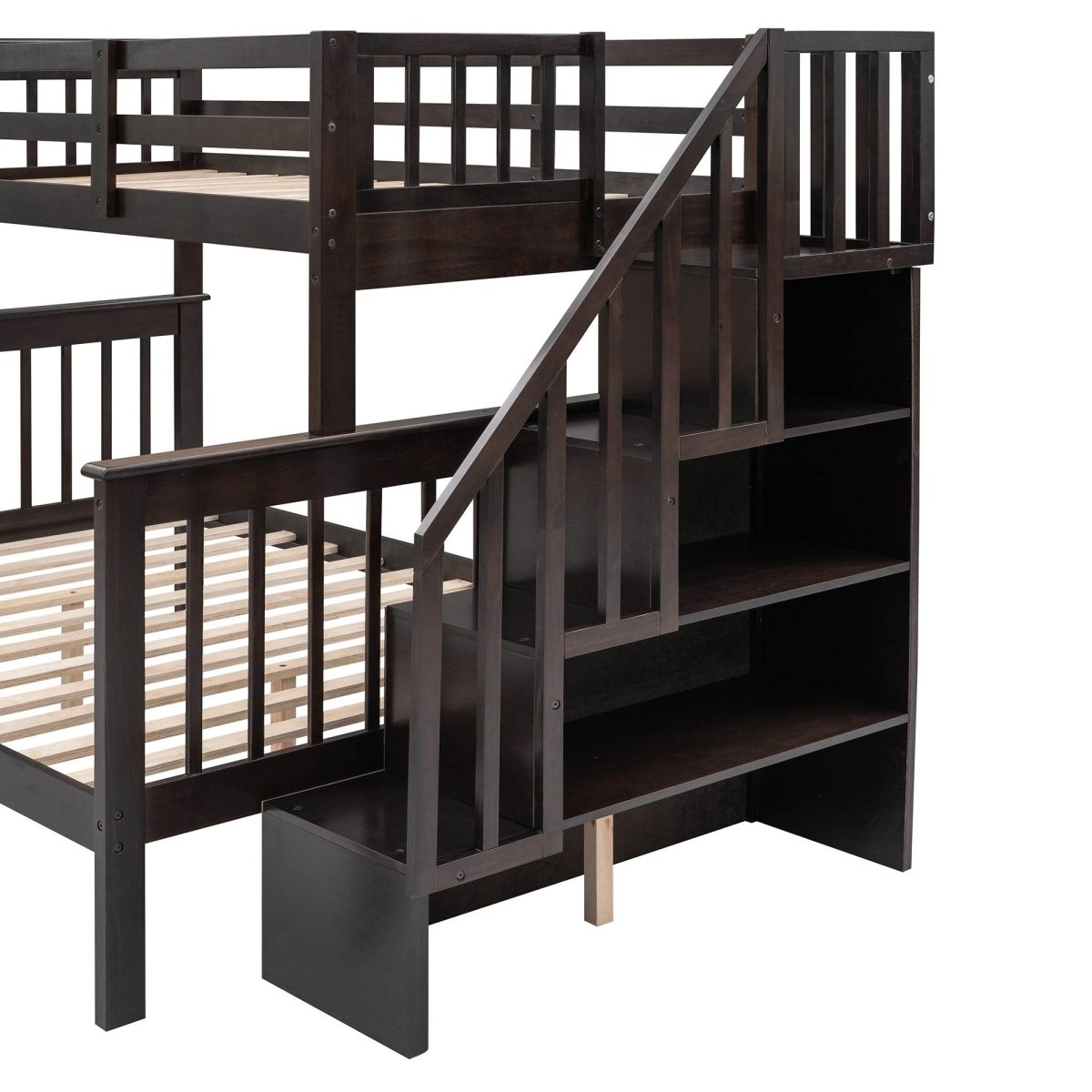 Twin - Over - Full Solid Wood Stairway Storage Bunk Bed - Restanew - Omega Lifestyles