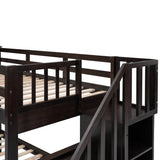 Twin - Over - Full Solid Wood Stairway Storage Bunk Bed - Restanew - Omega Lifestyles