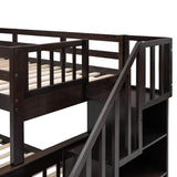 Twin - Over - Full Solid Wood Stairway Storage Bunk Bed - Restanew - Omega Lifestyles