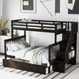 Twin - Over - Full Solid Wood Stairway Storage Bunk Bed - Restanew - Omega Lifestyles