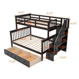 Twin - Over - Full Solid Wood Stairway Storage Bunk Bed - Restanew - Omega Lifestyles