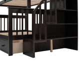 Twin - Over - Full Solid Wood Stairway Storage Bunk Bed - Restanew - Omega Lifestyles