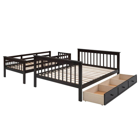 Twin - Over - Full Solid Wood Stairway Storage Bunk Bed - Restanew - Omega Lifestyles