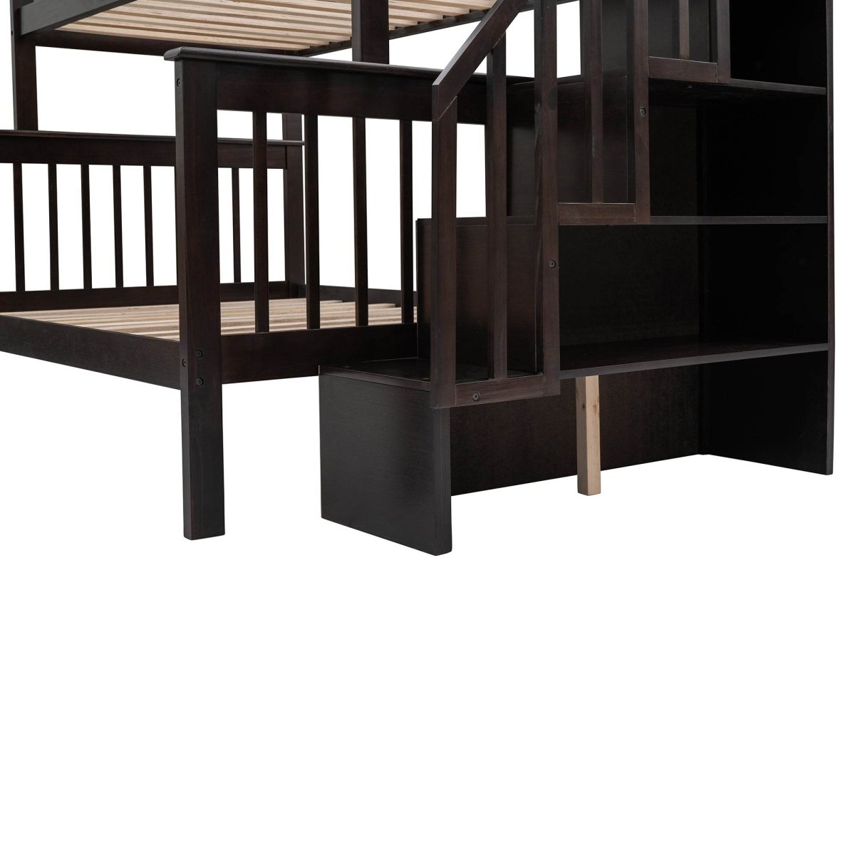 Twin - Over - Full Solid Wood Stairway Storage Bunk Bed - Restanew - Omega Lifestyles