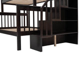 Twin - Over - Full Solid Wood Stairway Storage Bunk Bed - Restanew - Omega Lifestyles