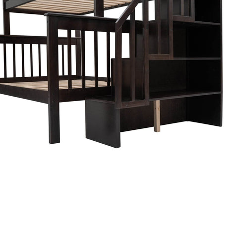 Twin - Over - Full Solid Wood Stairway Storage Bunk Bed - Restanew - Omega Lifestyles
