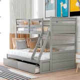 Twin - Over - Full Solid Wood Storage Bunk Bed - Restanew - Omega Lifestyles