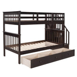Twin Over Twin Solid Wood Bunk Bed With Drawers - Restanew - Omega Lifestyles