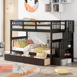Twin Over Twin Solid Wood Bunk Bed With Drawers - Restanew - Omega Lifestyles