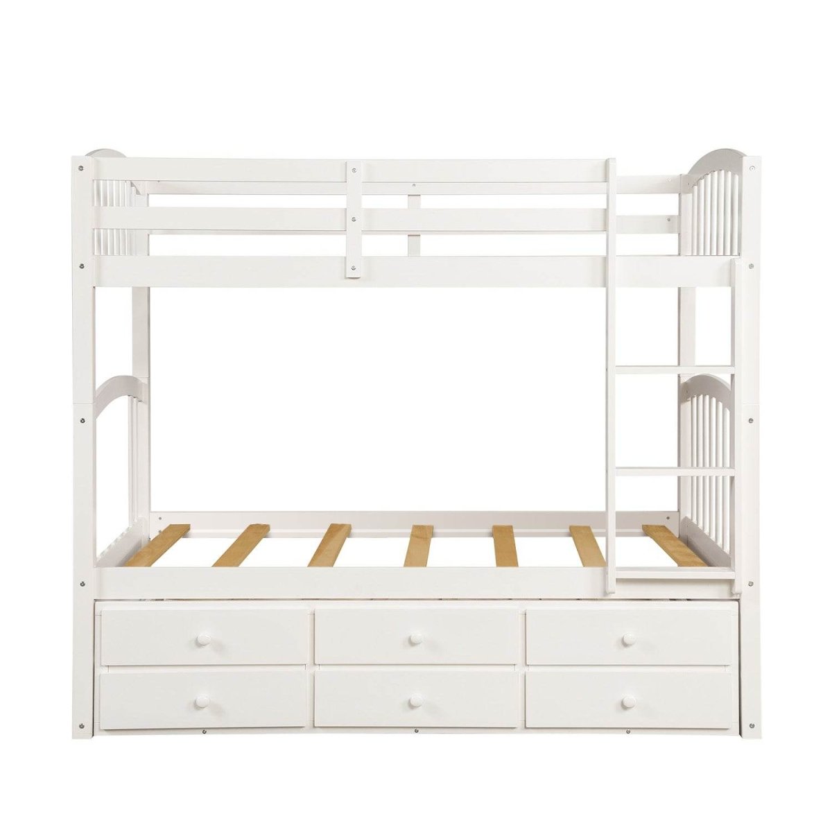Twin Over Twin Solid Wood Bunk Bed With Trundle Drawers - Restanew - Omega Lifestyles