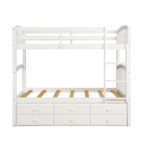 Twin Over Twin Solid Wood Bunk Bed With Trundle Drawers - Restanew - Omega Lifestyles