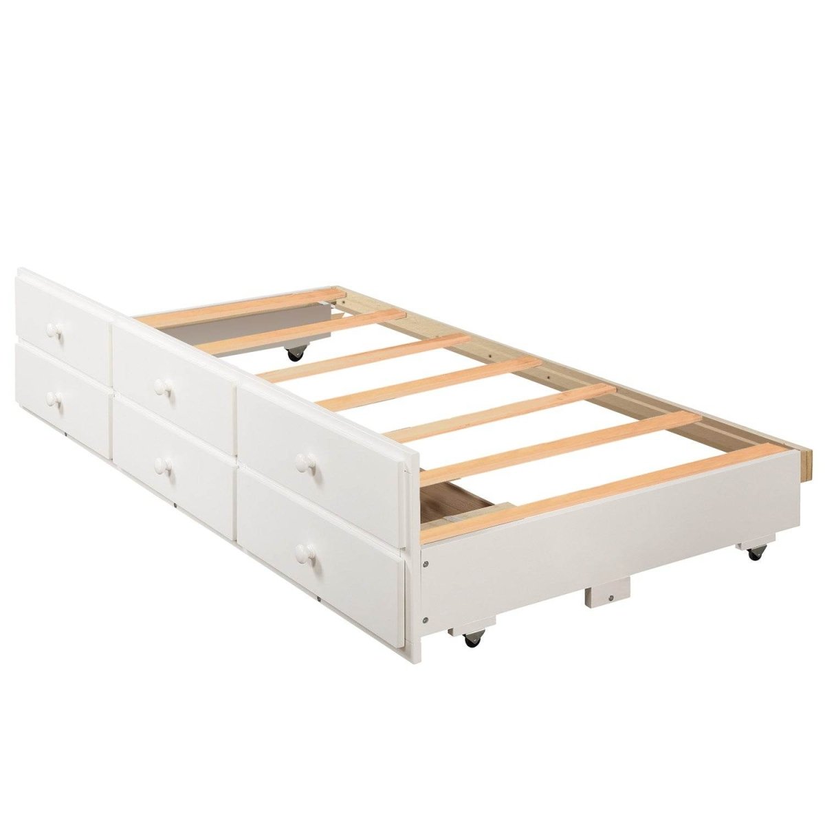 Twin Over Twin Solid Wood Bunk Bed With Trundle Drawers - Restanew - Omega Lifestyles