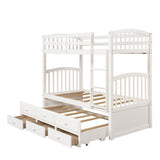 Twin Over Twin Solid Wood Bunk Bed With Trundle Drawers - Restanew - Omega Lifestyles
