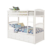 Twin Over Twin Solid Wood Bunk Bed With Trundle Drawers - Restanew - Omega Lifestyles