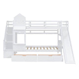 Twin-Over-Twin Solid Wood Castle Style Bunk Bed With Slide - Sleep Galleria