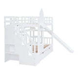 Twin-Over-Twin Solid Wood Castle Style Bunk Bed With Slide - Sleep Galleria