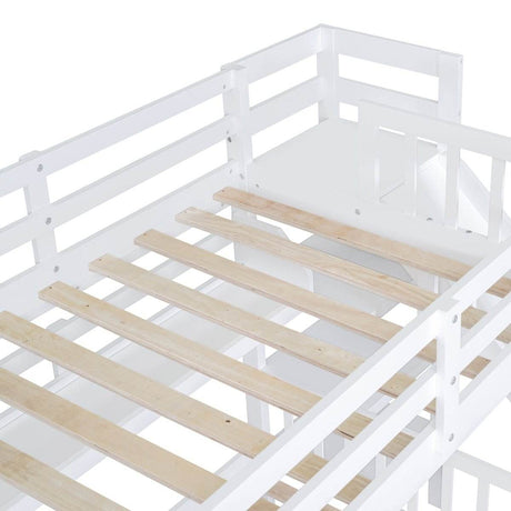 Twin-Over-Twin Solid Wood Castle Style Bunk Bed With Slide - Sleep Galleria