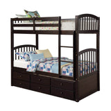Twin - Over - Twin Solid Wood Espresso Bunk Bed With Trundle - Restanew - Omega Lifestyles