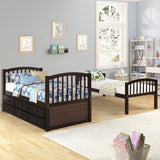 Twin - Over - Twin Solid Wood Espresso Bunk Bed With Trundle - Restanew - Omega Lifestyles